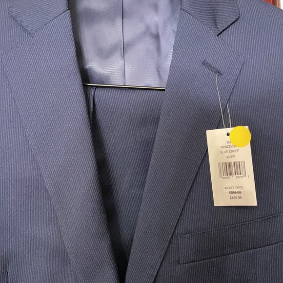 Saks Fifth Ave Men Blue Stripe Suit 40S - Picture 3 of 5